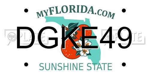 DGKE49 Florida License Plate
