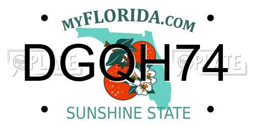 DGQH74 Florida License Plate