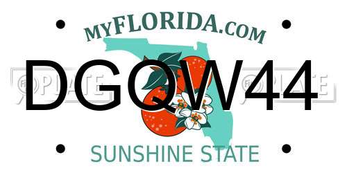 DGQW44 Florida License Plate