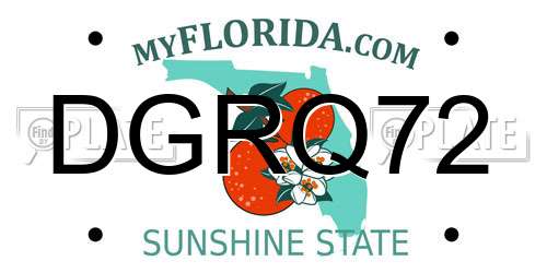 DGRQ72 Florida License Plate