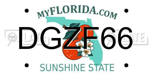 DGZF66 Florida License Plate