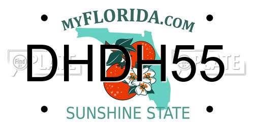 DHDH55 Florida License Plate
