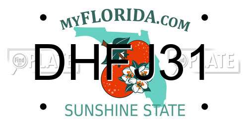 DHFJ31 Florida License Plate