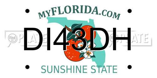 DI43DH Florida License Plate