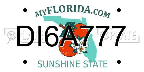 DI6A777 Florida License Plate