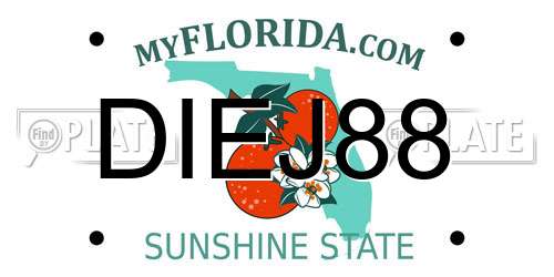 DIEJ88 Florida License Plate