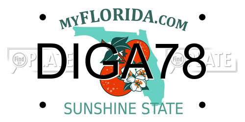 DIGA78 Florida License Plate
