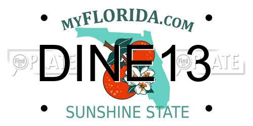 DINE13 Florida License Plate