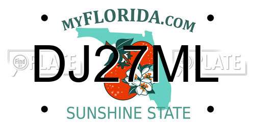 DJ27ML Florida License Plate