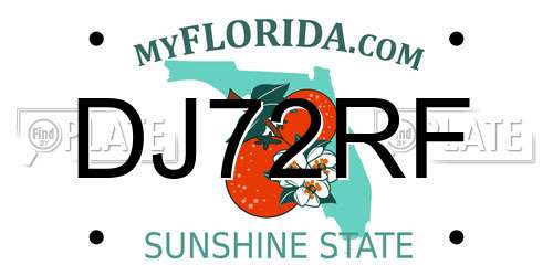 DJ72RF Florida License Plate