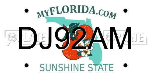 DJ92AM Florida License Plate