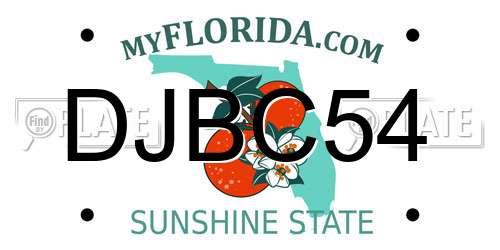 DJBC54 Florida License Plate