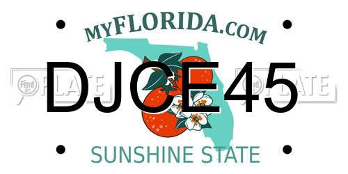 DJCE45 Florida License Plate