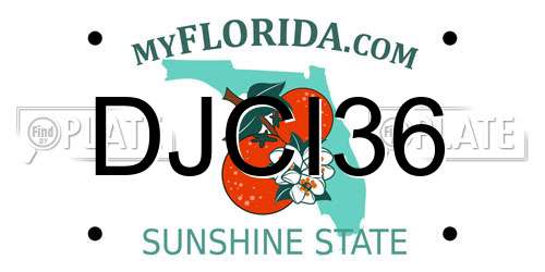 DJCI36 Florida License Plate