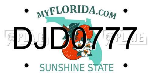 DJD0777 Florida License Plate