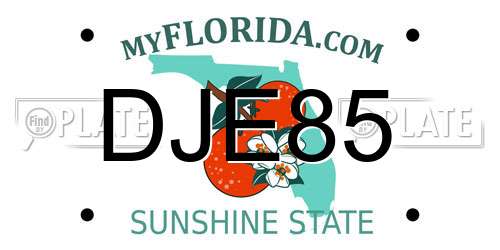 DJE85 Florida License Plate