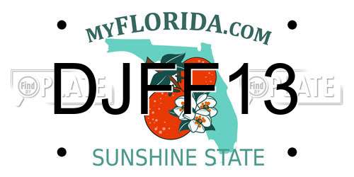 DJFF13 Florida License Plate