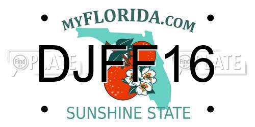 DJFF16 Florida License Plate