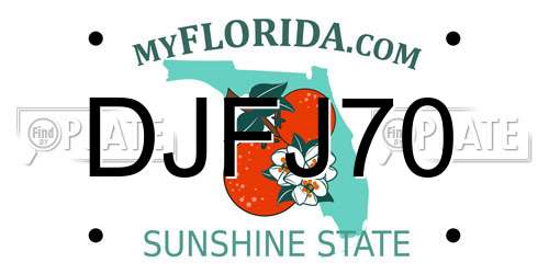 DJFJ70 Florida License Plate