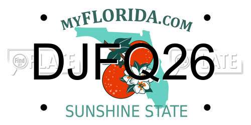 DJFQ26 Florida License Plate