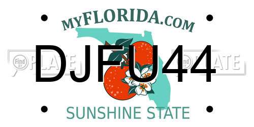 DJFU44 Florida License Plate