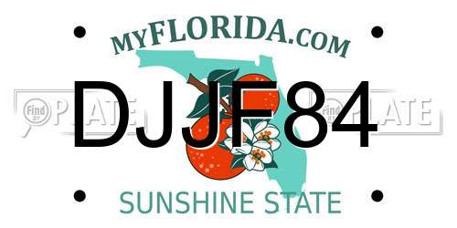 DJJF84 Florida License Plate