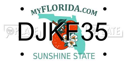 DJKF35 Florida License Plate