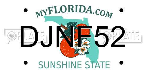 DJNF52 Florida License Plate