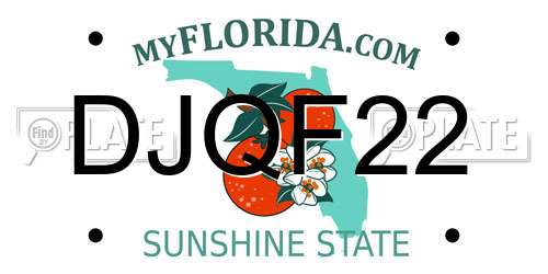 DJQF22 Florida License Plate