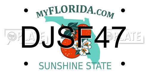 DJSF47 Florida License Plate