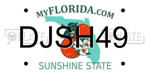 DJSH49 Florida License Plate