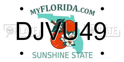 DJVU49 Florida License Plate