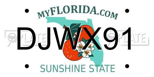DJWX91 Florida License Plate