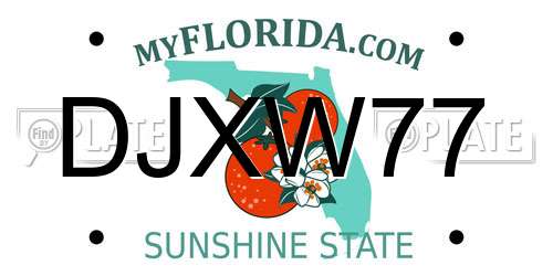 DJXW77 Florida License Plate