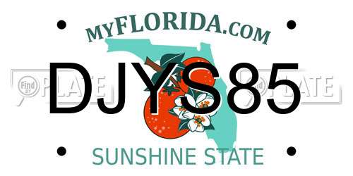 DJYS85 Florida License Plate