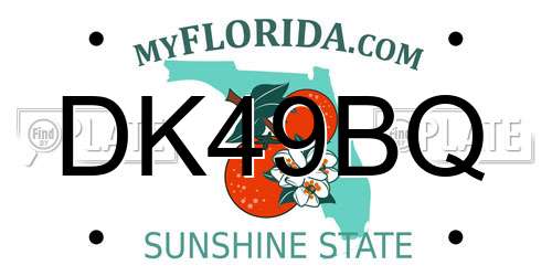 DK49BQ Florida License Plate