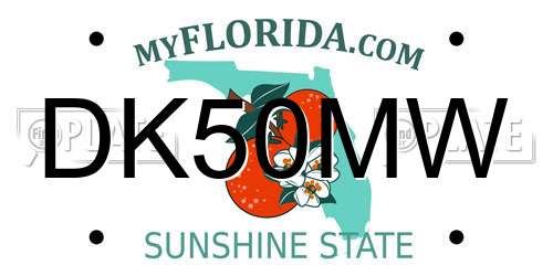 DK50MW Florida License Plate
