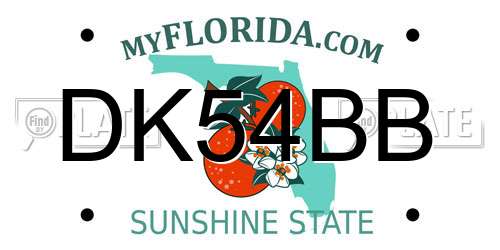 DK54BB Florida License Plate