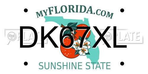 DK67XL Florida License Plate