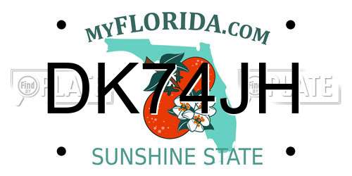 DK74JH Florida License Plate