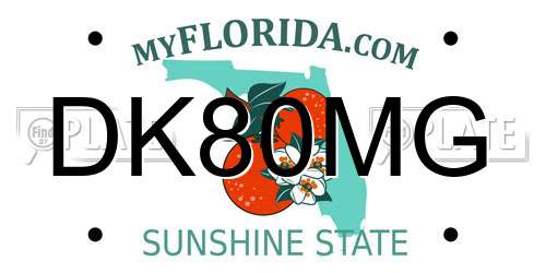 DK80MG Florida License Plate