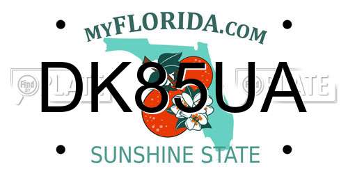 DK85UA Florida License Plate