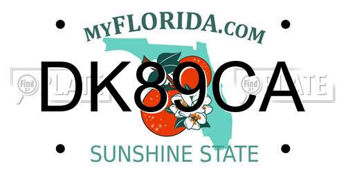 DK89CA Florida License Plate