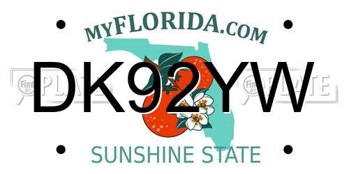 DK92YW Florida License Plate