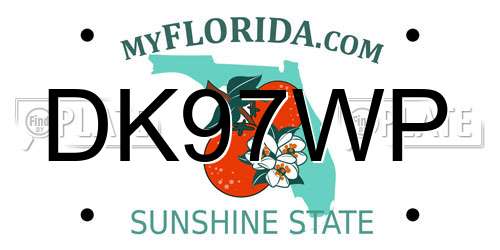 DK97WP Florida License Plate
