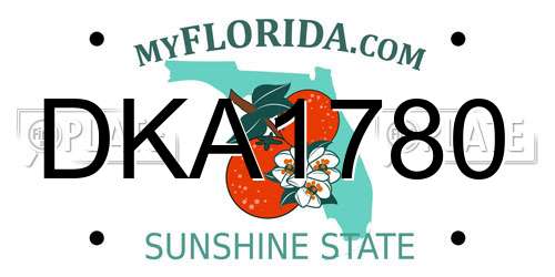 DKA1780 Florida License Plate