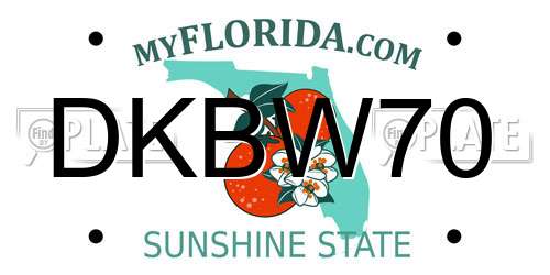 DKBW70 Florida License Plate