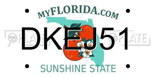 DKEJ51 Florida License Plate