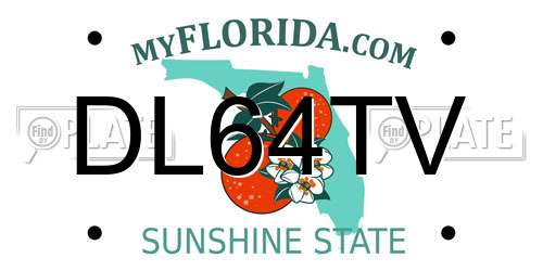DL64TV Florida License Plate