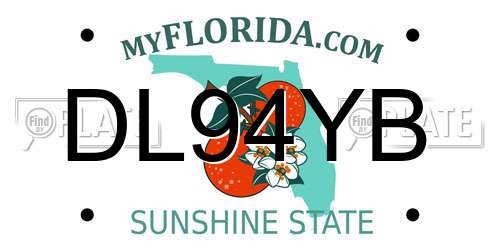 DL94YB Florida License Plate